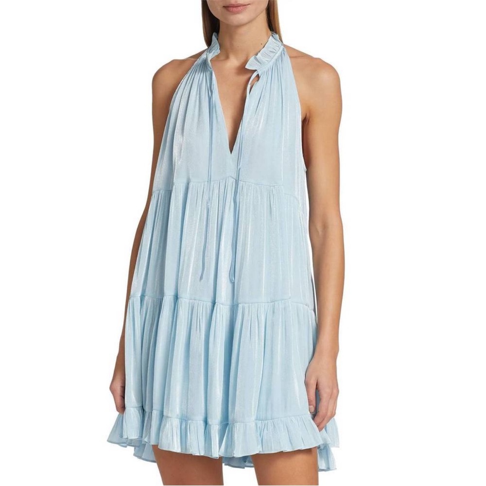 NEW CINQ A SEPT phyllis tiered mini dress in dream blue - Picture 3 of 7